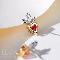 S925 Heart Shape Created Ruby Zirconia Earrings ILE021