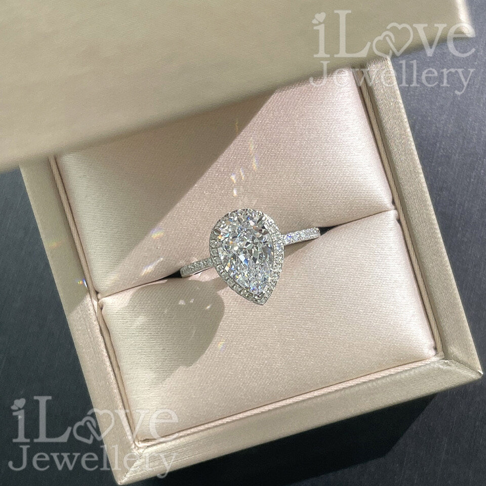 S925 3ct Pear Cut Zircon Ring ILR020