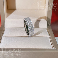 S925 Three Row Full Diamond Band Cubic Zirconia Ring ILR037