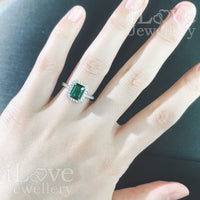 S925 1.8ct Green Lab Created Emerald + Cubic Zirconia Ring ILR027