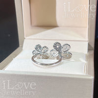 S925 Adjustable Flower Open Ring Cubic Zirconia ILR048