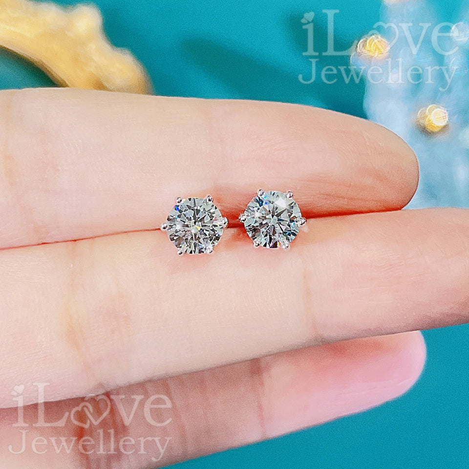 S925 Round Brilliant Zirconia Earrings ILE015