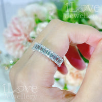 S925 Emerald Cut Row Full Diamond Cubic Zirconia Ring ILR056