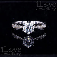 S925 Silver 0.5ct / 1.0ct Round Cut Moissanite Ring ILR204 ILR209