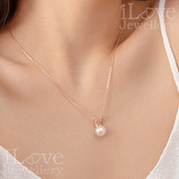 S925 Natural Freshwater Pearl Rabbit Necklace (2 Colors) ILN102