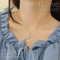 S925 5ct Asscher Cut Pendant Cubic Zirconia Necklace ILN009