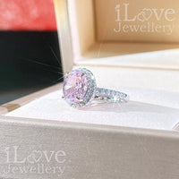 S925 1.9ct Pink Oval Cut Zircon Ring ILR041