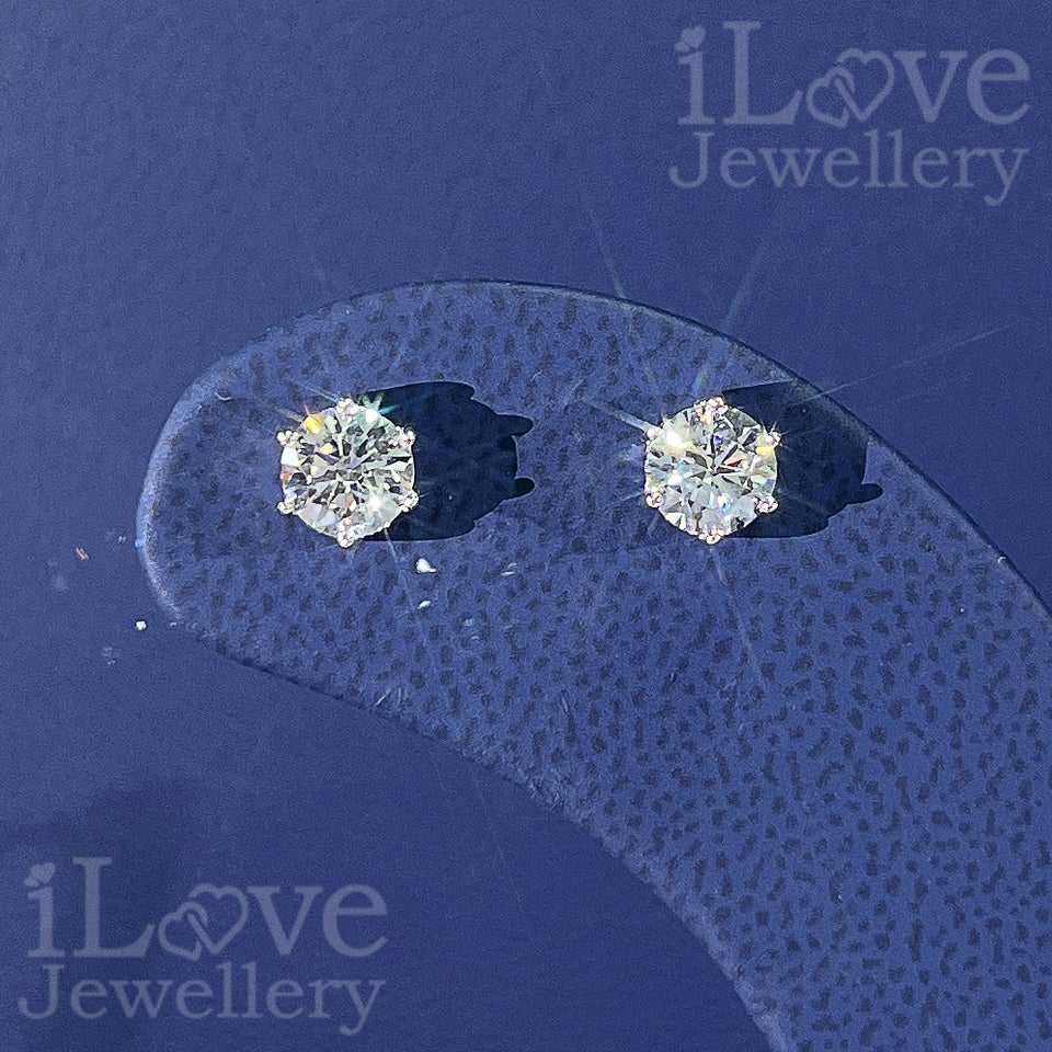 S925 Round Brilliant Zirconia Earrings ILE015