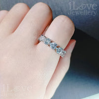 S925 Heart Shape Row Full Diamond CZ Ring ILR005