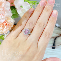 S925 1.9ct Pink Oval Cut Zircon Ring ILR041