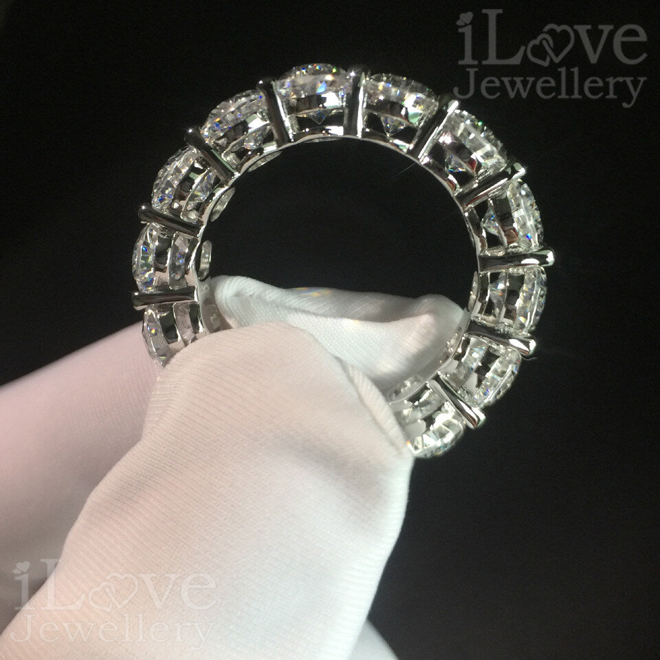 S925 Oval Cut Row Full Diamond Cubic Zirconia Ring ILR004