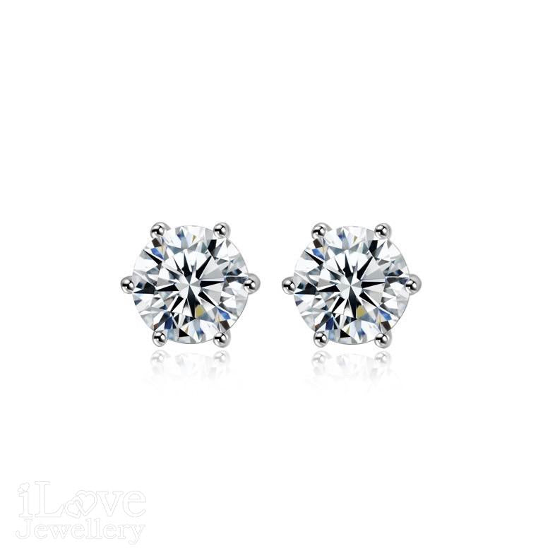 S925 Silver Round Cut Moissanite Earrings ILE201