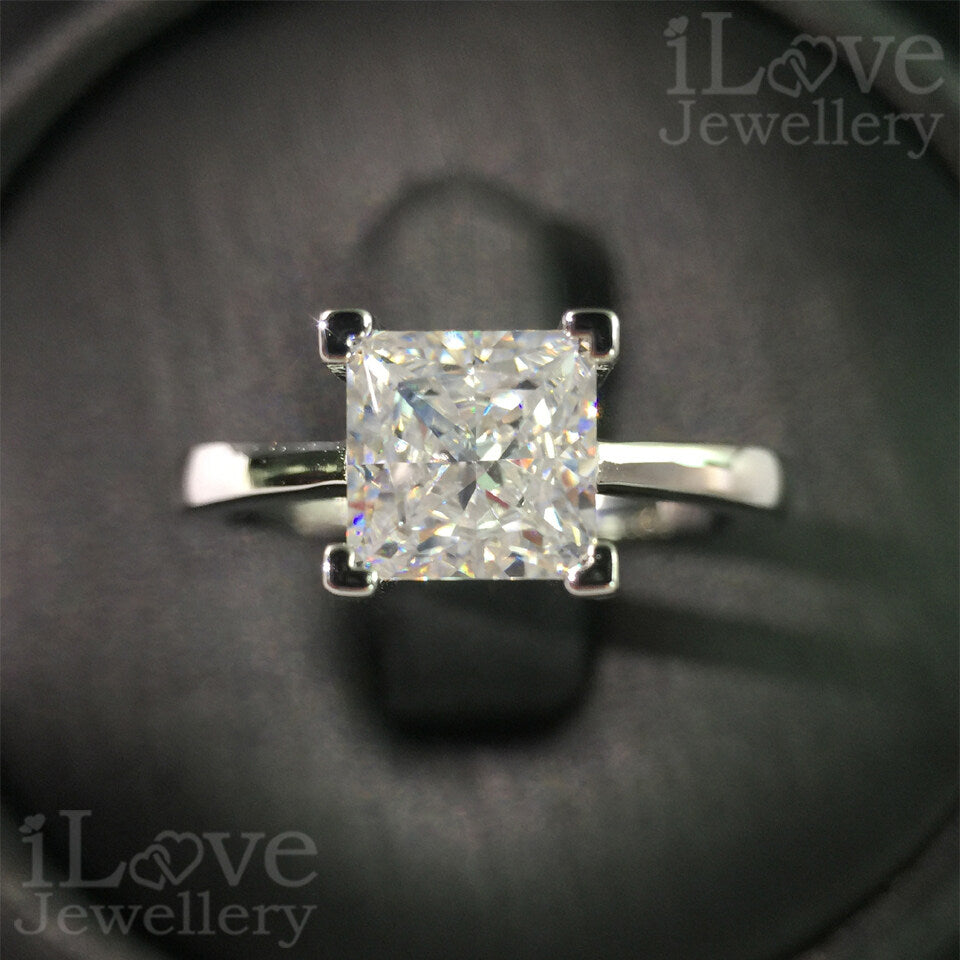 S925 1.25ct Princess Cut Solitaire Zircon Ring ILR007