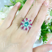 S925 1.5ct Green Oval Cubic Zirconia Ring ILR057