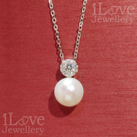 S925 Natural Freshwater Pearl Zircon Pendant Necklace ILN103