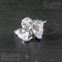 S925 0.75ct Pear Cut Cubic Zirconia Stud Earrings ILE004