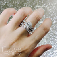 S925 1.4ct Oval Cut Row Diamond Cubic Zirconia Ring ILR026