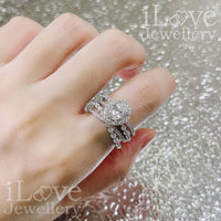 S925 1.4ct Oval Cut Row Diamond Cubic Zirconia Ring ILR026