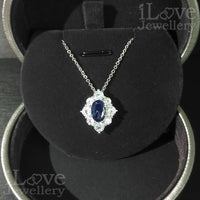 S925 Silver 1.5ct Tanzanite Blue Oval Cut Zirconia Necklace ILN001