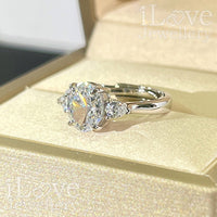 S925 1.5ct Three Stone Oval Cubic Zirconia Adjustable Ring ILR055