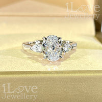 S925 1.5ct Three Stone Oval Cubic Zirconia Adjustable Ring ILR055