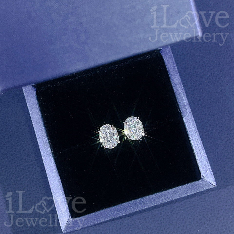 S925 1.9ct Oval Cubic Zirconia Earrings ILE013