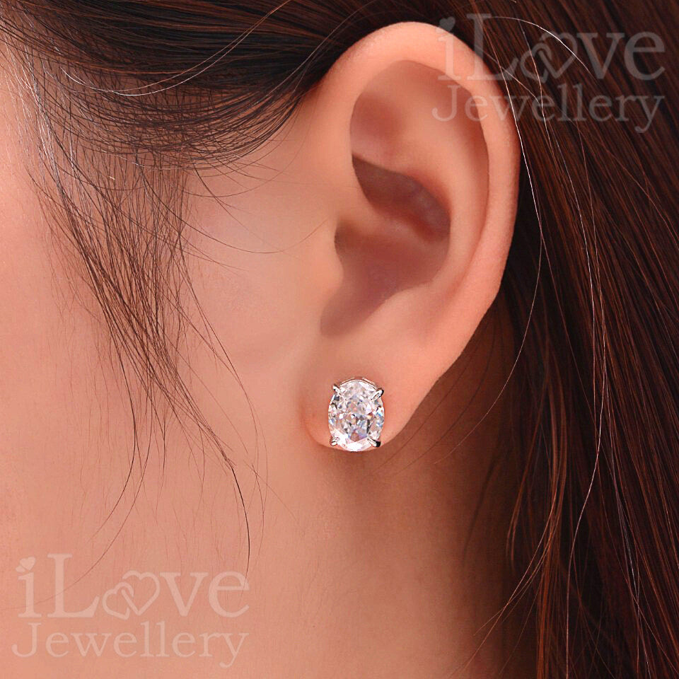 S925 1.9ct Oval Cubic Zirconia Earrings ILE013