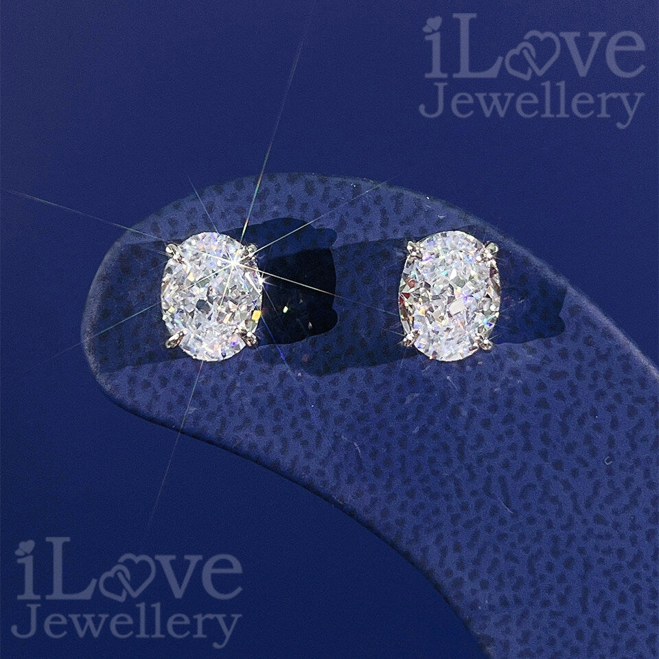 S925 1.9ct Oval Cubic Zirconia Earrings ILE013