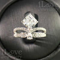 S925 1ct Crown Row Diamond Zircon Ring ILR029