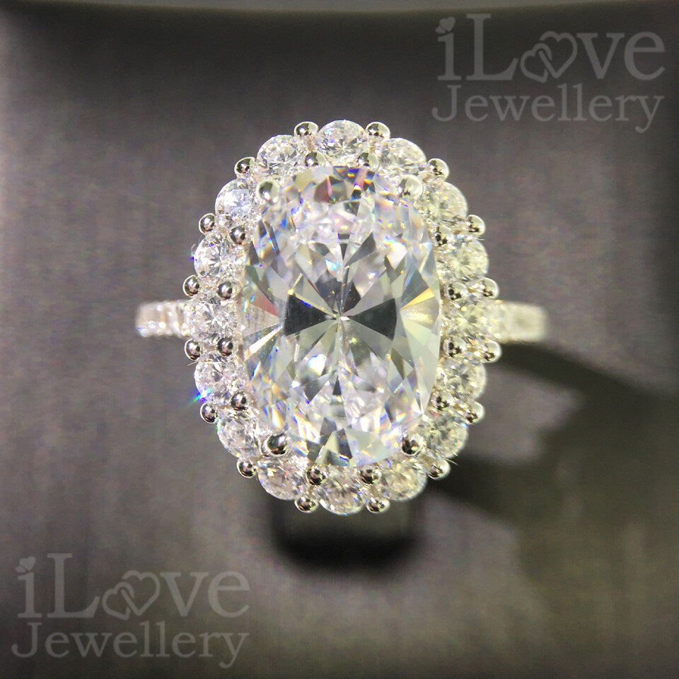 S925 3.5ct Oval Cut Zirconia Ring ILR021