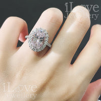 S925 3.5ct Pink Oval Cut Zirconia Ring ILR021