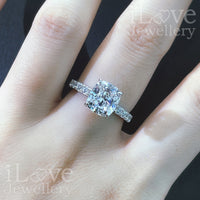 S925 3ct Cushion Cut Cubic Zirconia Ring ILR016