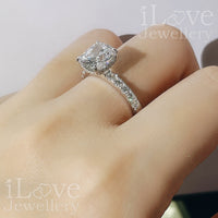 S925 3ct Cushion Cut Cubic Zirconia Ring ILR016