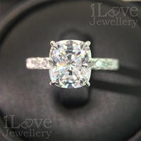 S925 3ct Cushion Cut Cubic Zirconia Ring ILR016