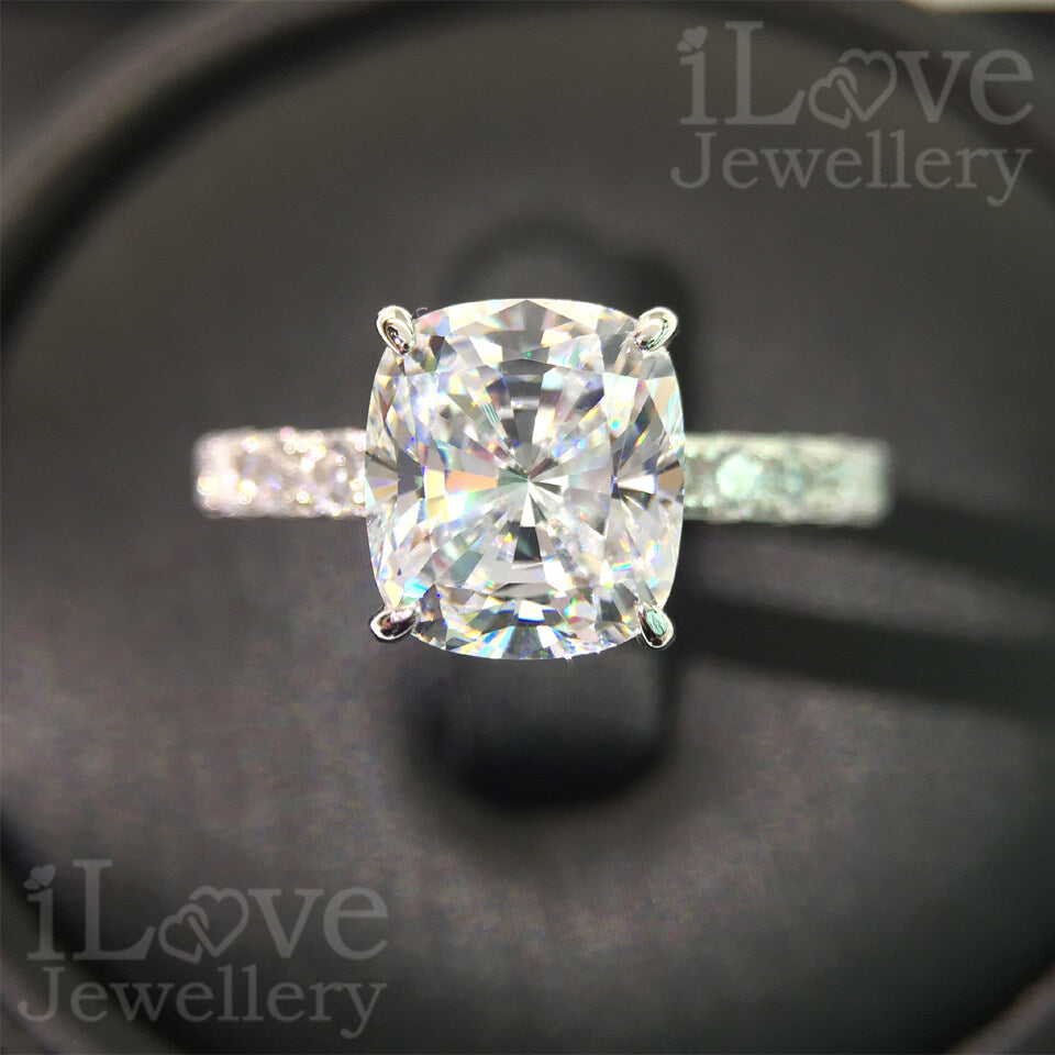 S925 3ct Cushion Cut Cubic Zirconia Ring ILR016