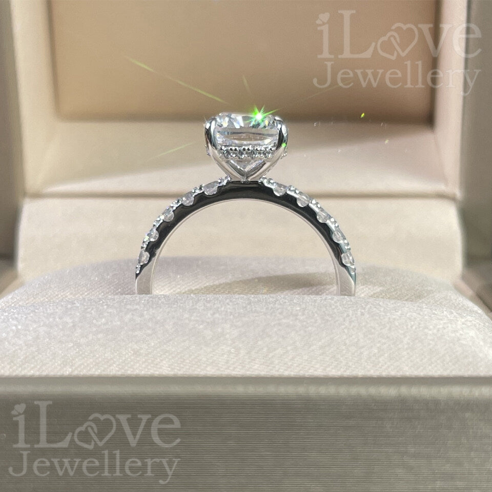 S925 3ct Cushion Cut Cubic Zirconia Ring ILR016