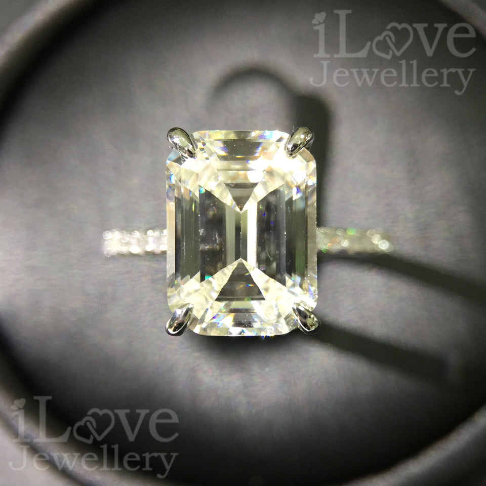 S925 4.5ct (G Color) Asscher Cut Zircon Ring ILR025