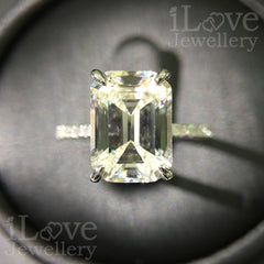 S925 4.5ct (G Color) Asscher Cut Zircon Ring ILR025