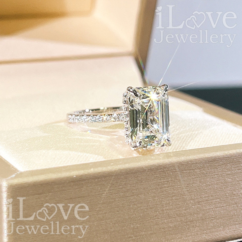 S925 4.5ct (G Color) Asscher Cut Zircon Ring ILR025