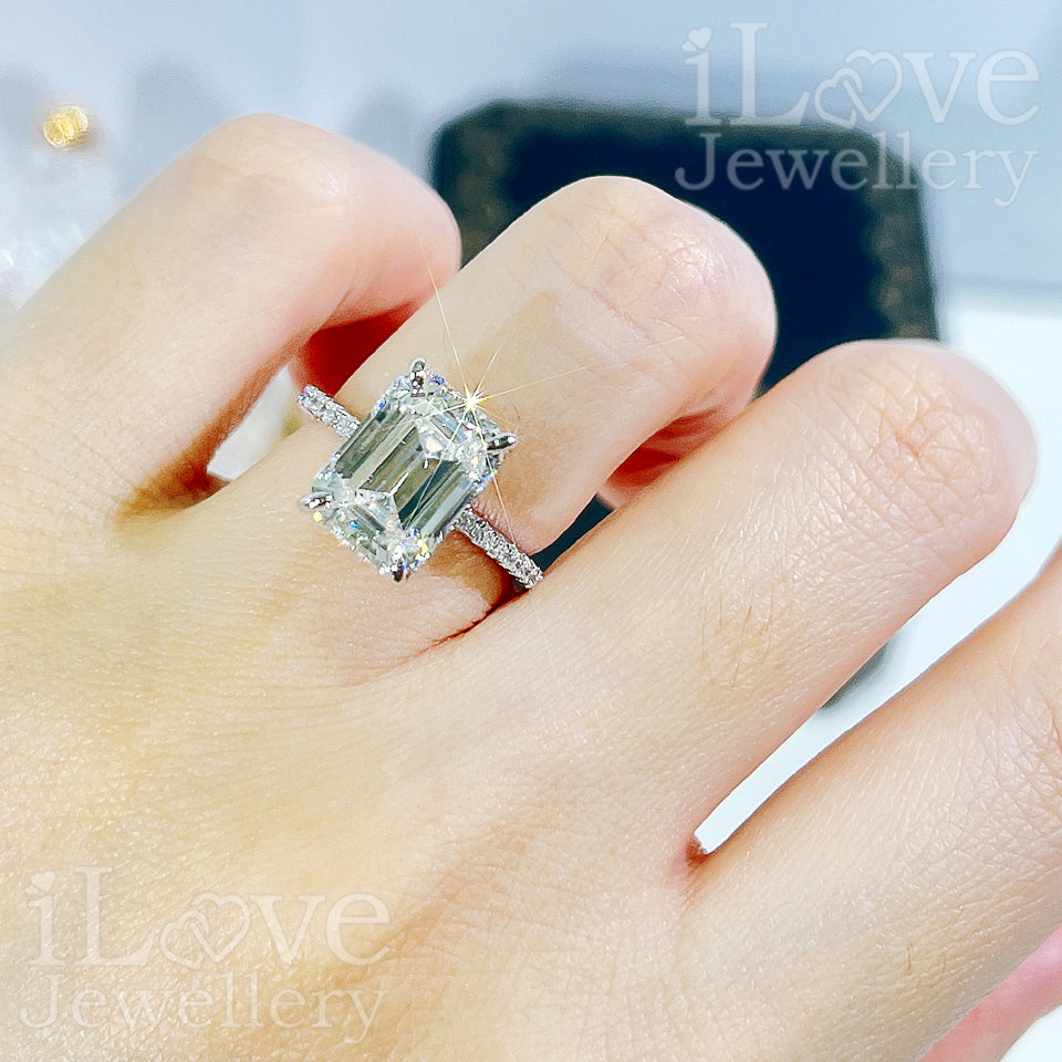 S925 4.5ct (G Color) Asscher Cut Zircon Ring ILR025