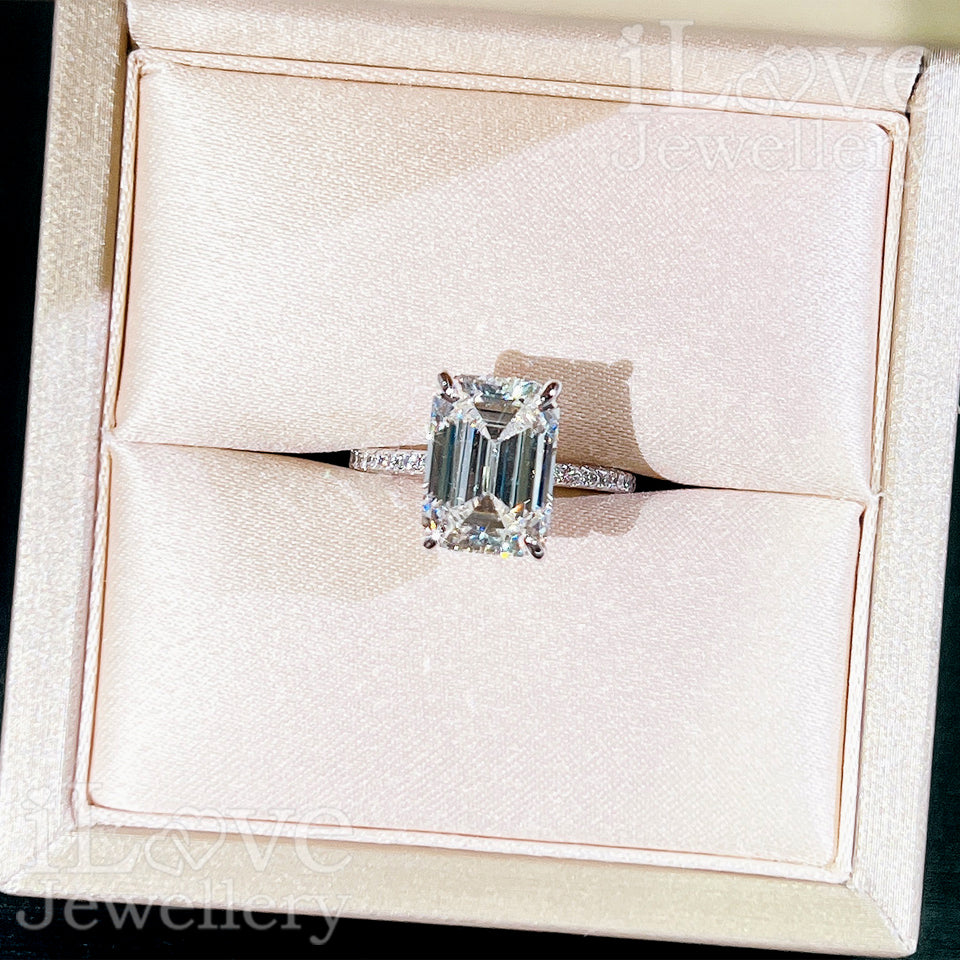 S925 4.5ct (G Color) Asscher Cut Zircon Ring ILR025