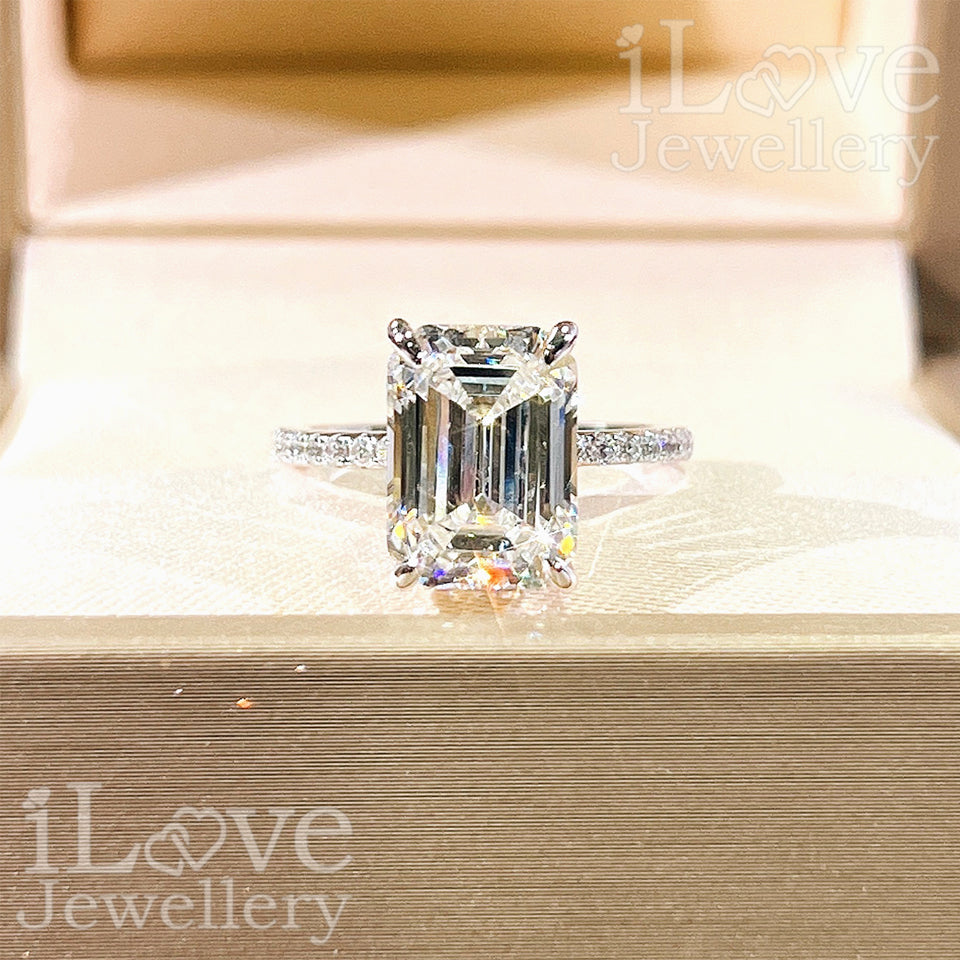 S925 4.5ct (G Color) Asscher Cut Zircon Ring ILR025