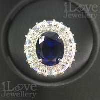 S925 5ct Created Sapphire Oval Cut Cubic Zirconia Ring ILR051