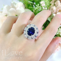 S925 5ct Created Sapphire Oval Cut Cubic Zirconia Ring ILR051