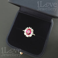 S925 Created Ruby Gemstone + Cubic Zirconia Ring ILR002