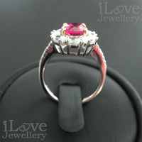 S925 Created Ruby Gemstone + Cubic Zirconia Ring ILR002