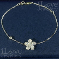 S925 Flower Zirconia Adjustable Bracelet ILB003