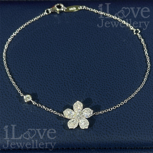 S925 Flower Zirconia Adjustable Bracelet ILB003