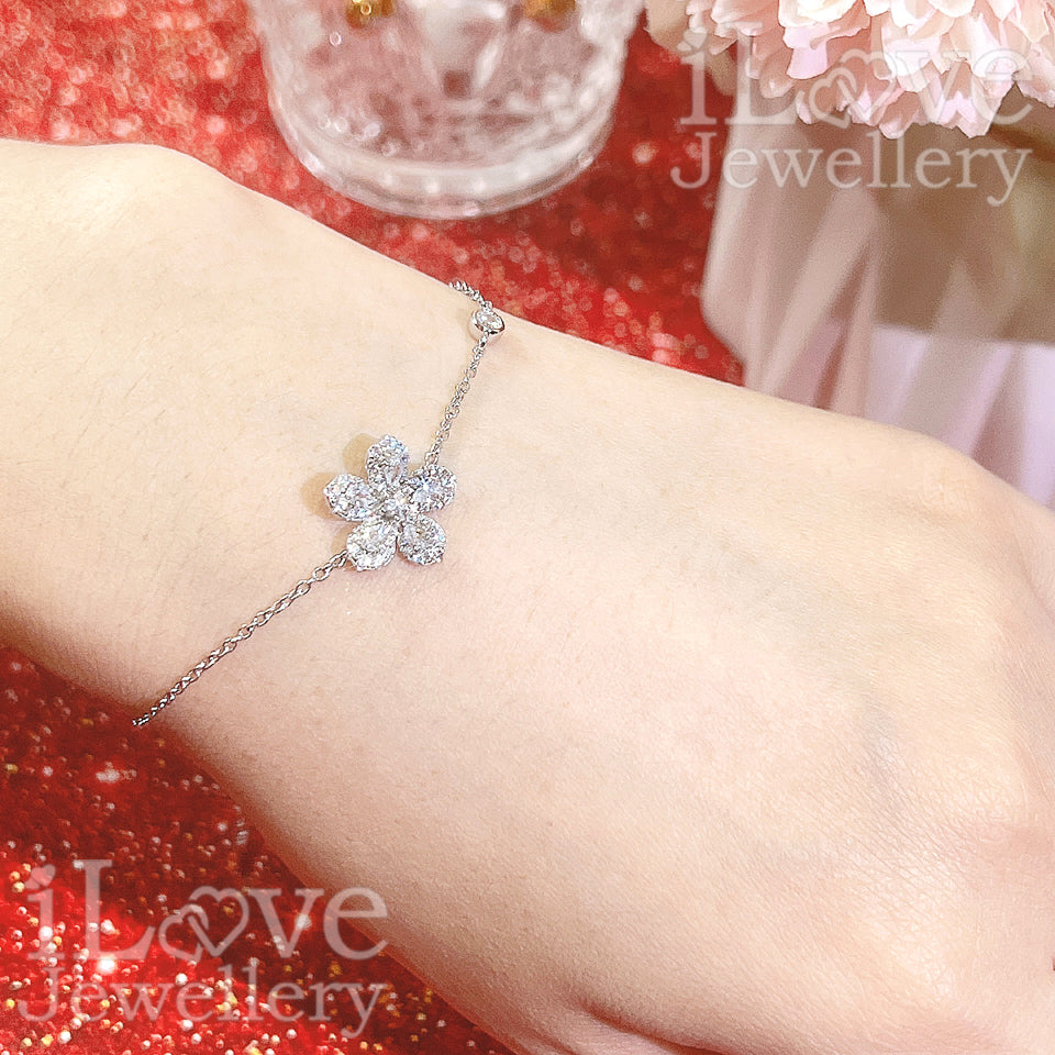 S925 Flower Zirconia Adjustable Bracelet ILB003