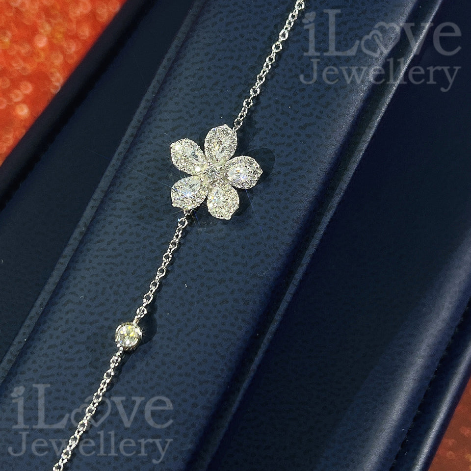 S925 Flower Zirconia Adjustable Bracelet ILB003